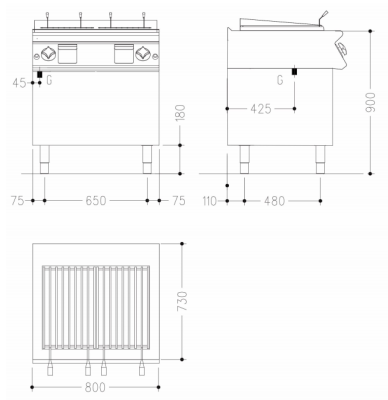Поверхность жарочная Mareno NGPL78PG